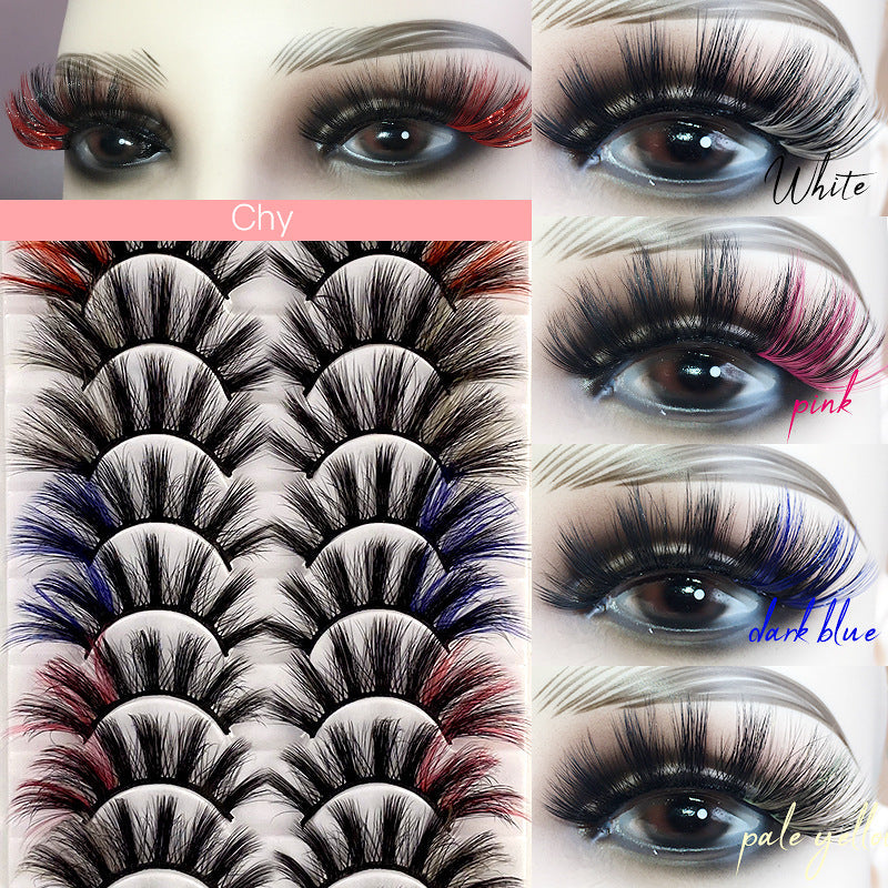Colored False Eyelashes, 10-Pair Fluffy 8D Volume