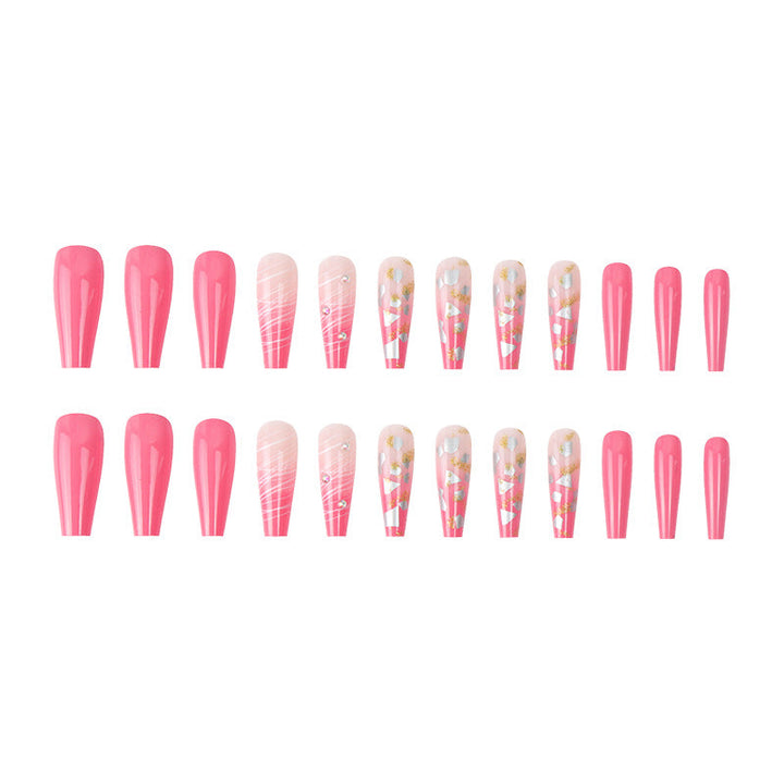 Pink Glitter Ballet Press-On Nails | Long Glamorous