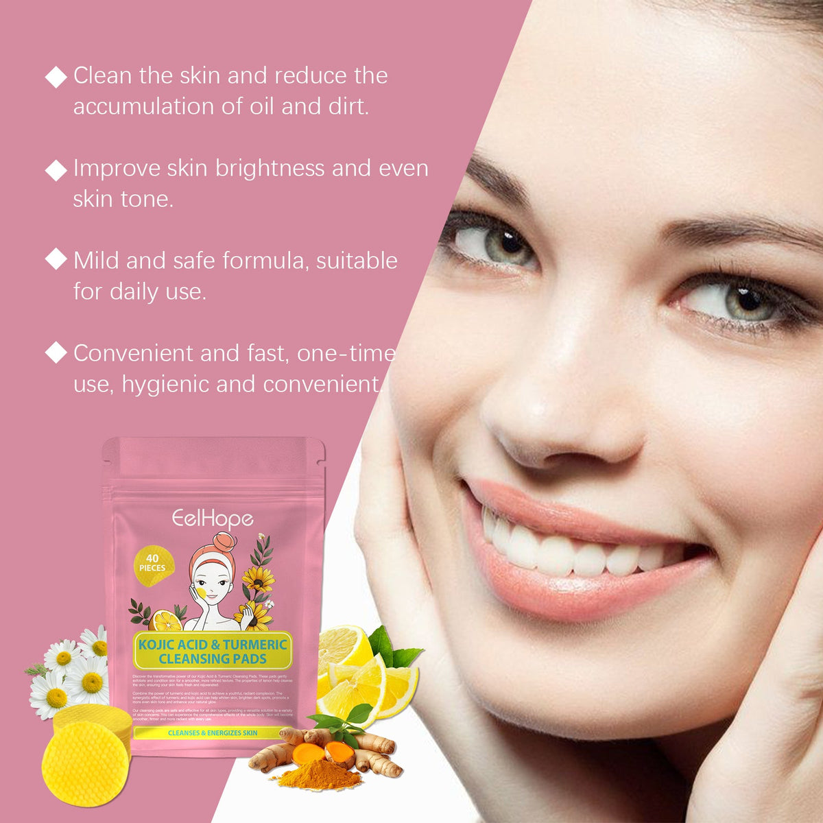 Kojic Acid Turmeric Cleansing Pads — Brighter Skin in 20