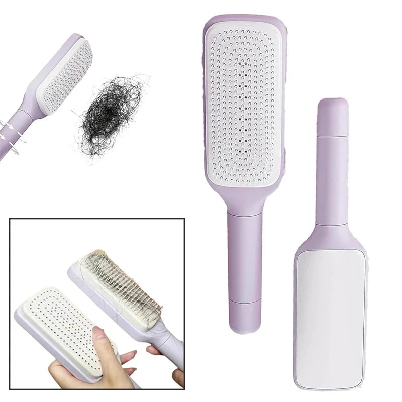 Self-Cleaning Rotating Hairbrush – Anti-Static Scalp Massage