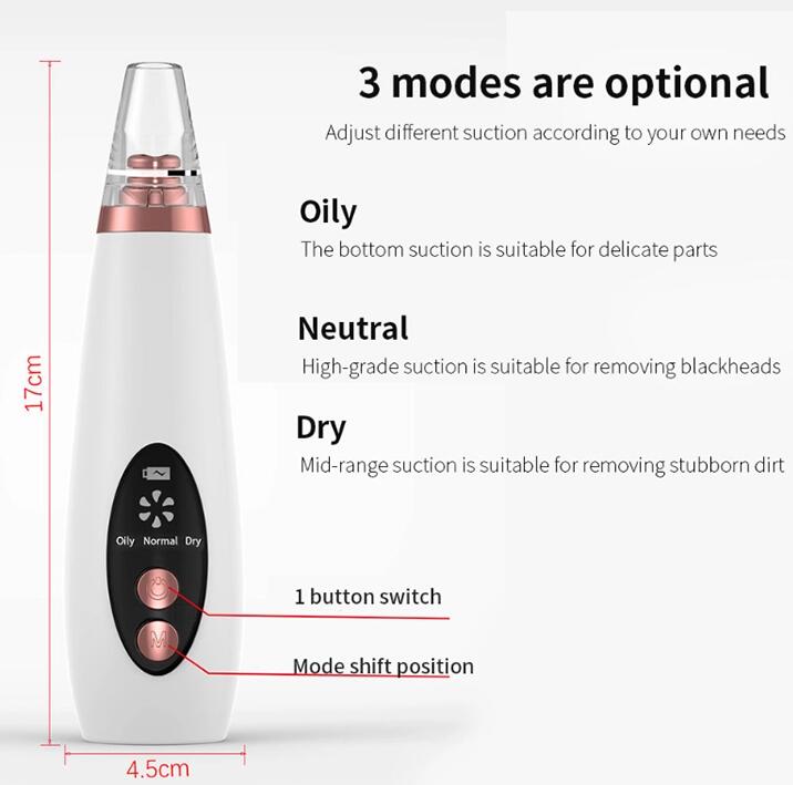 Blackhead Remover Pore Vacuum — 6 Heads, 3 Modes, Clear Skin