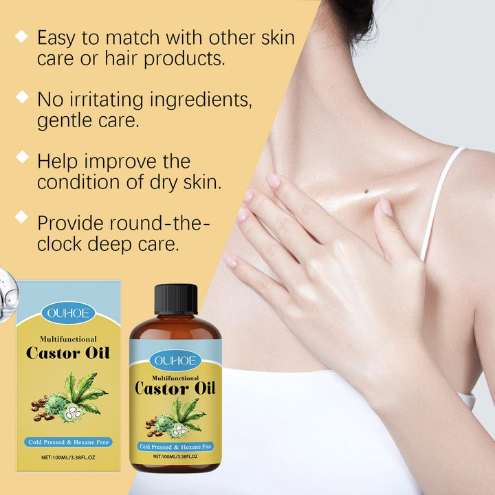 Organic Castor Oil for Hair Growth, Skin & Eyebrows