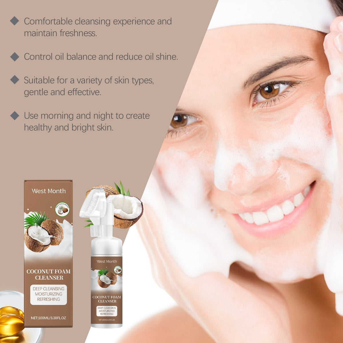 Coconut Foam Cleanser — Oil Control & Pore Refining