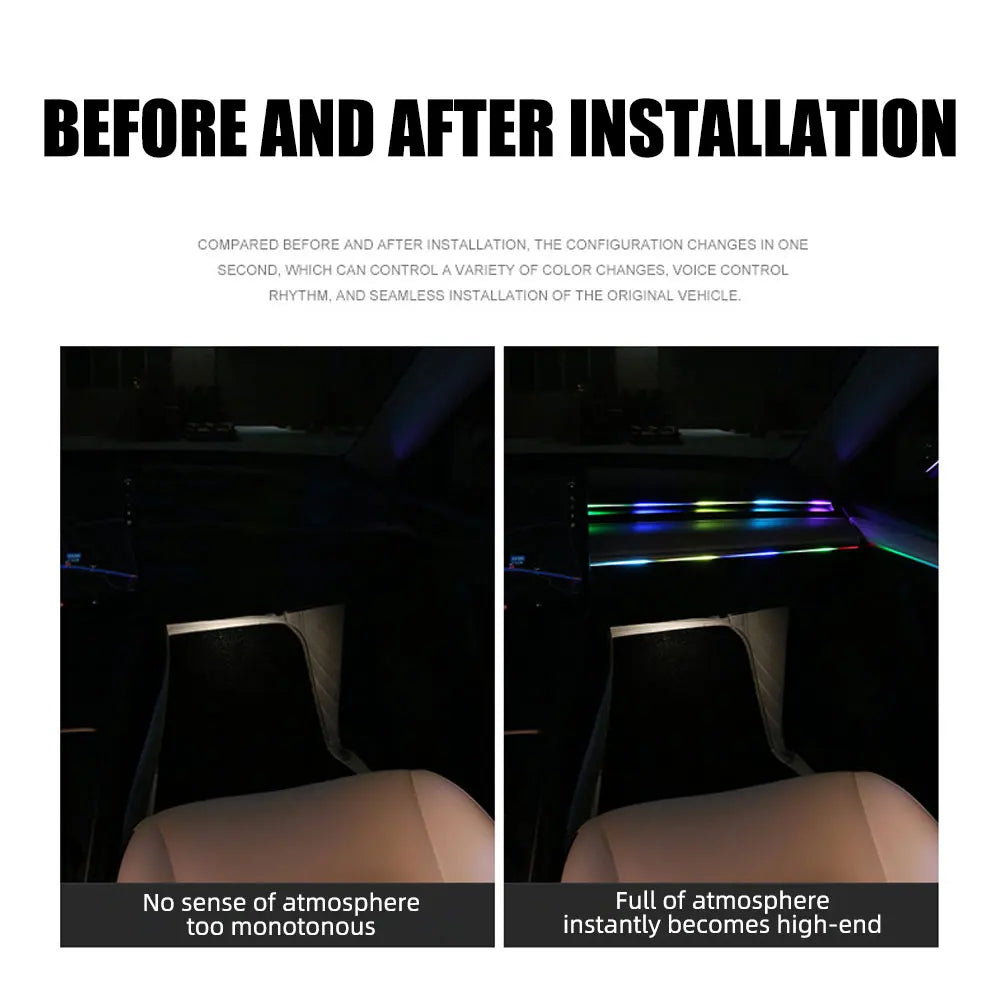 Car LED Strip Lights — Music-Sync Interior RGB, App +