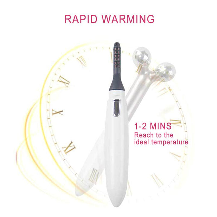 Heated Eyelash Curler & Facial Massage Roller 2-in-1