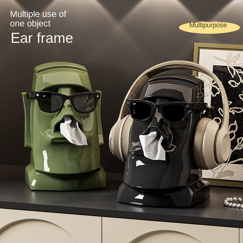 Decorative Gypsum Tissue Box — Holds Tissues, Headphones &