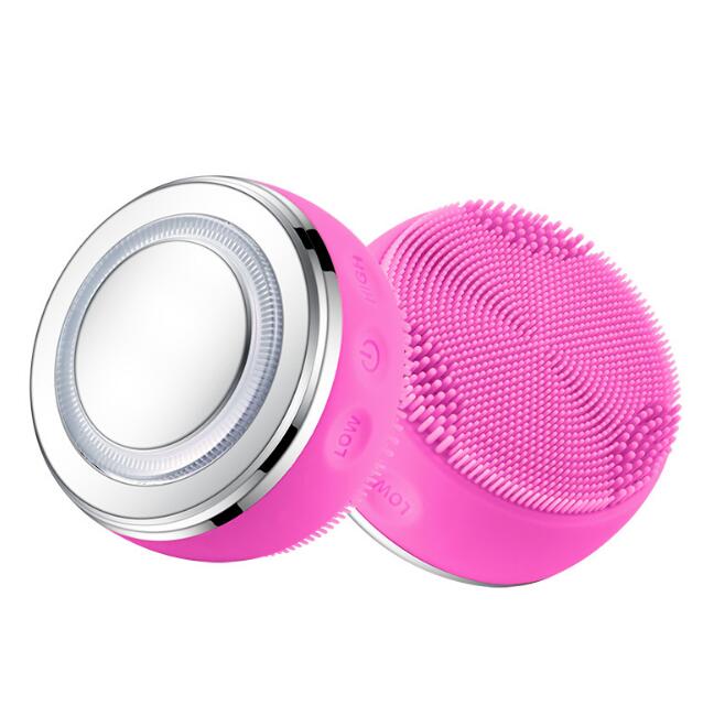 Silicone Facial Cleansing Brush — LED Light Therapy & Heat