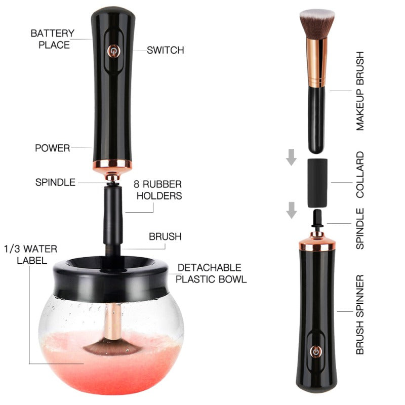 Electric Makeup Brush Cleaner — Spin Clean In Seconds