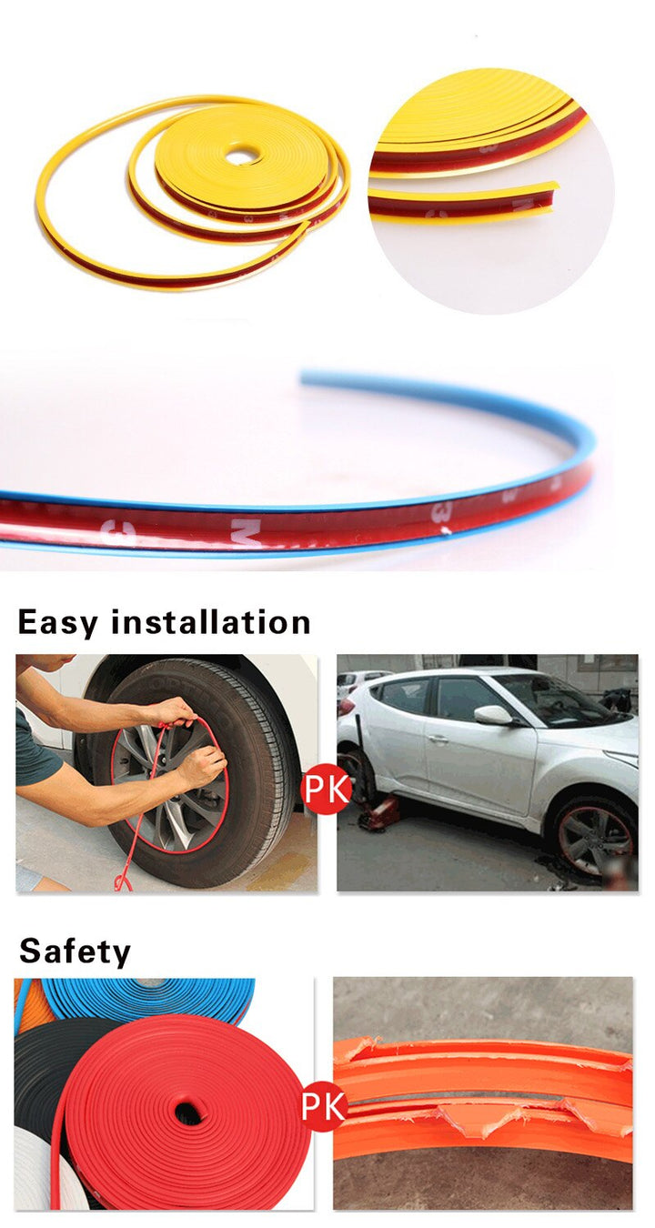 Wheel Rim Protector Strip — Covers All 4 Wheels in 7