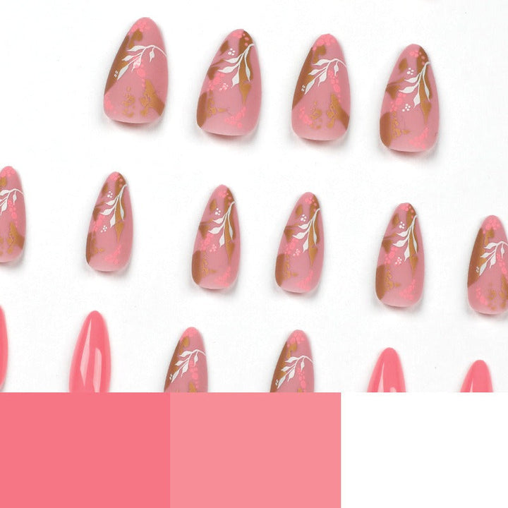 Press-On Nails — Floral & Gold Foil Instant Salon Manicure