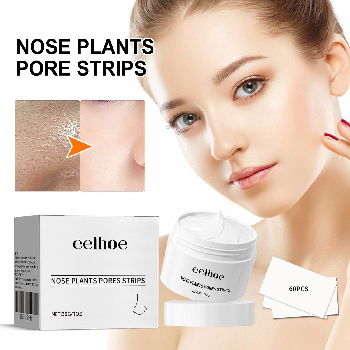 Blackhead Cleansing Cream With 60 Nose Pore Strips