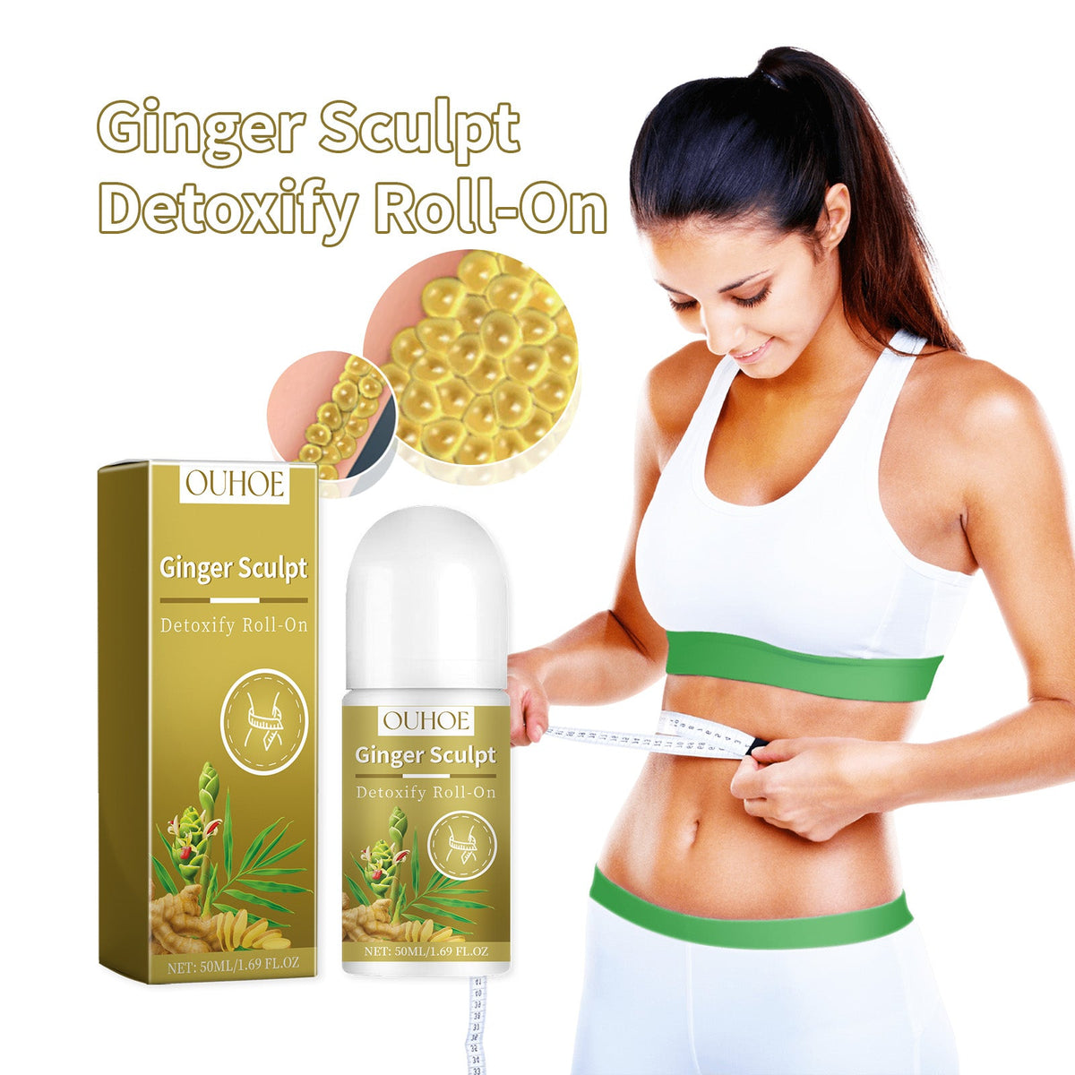 Ginger Sculpt Detoxify Roll-On, Ball Body Massage Moisturizi