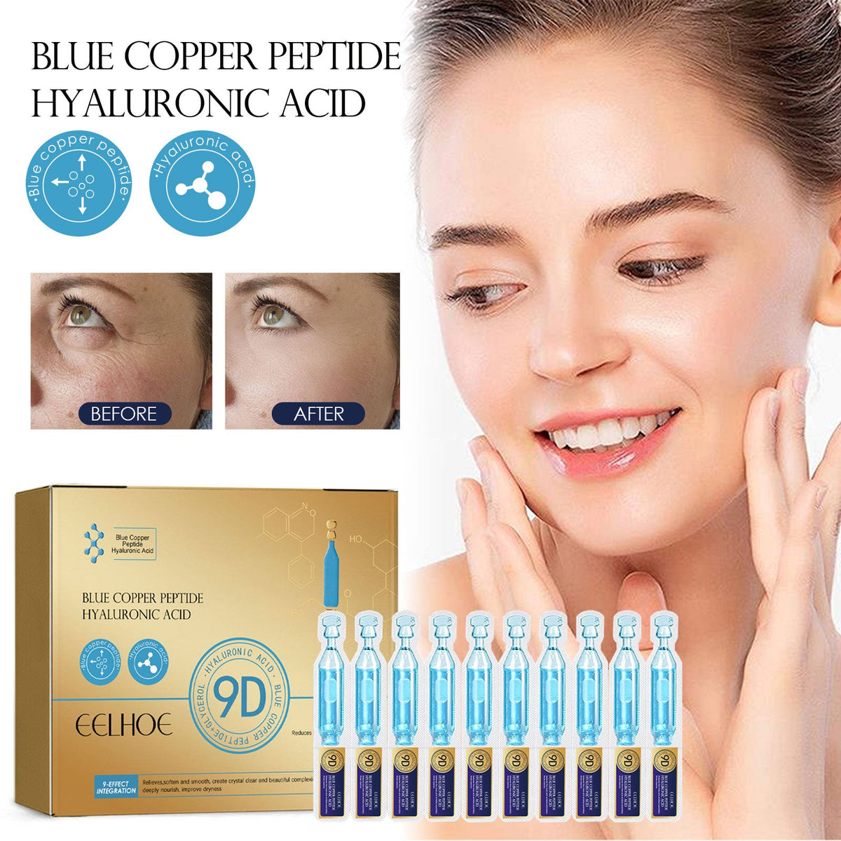 Copper Peptide Hyaluronic Acid Ampoule Serum, Set of 10