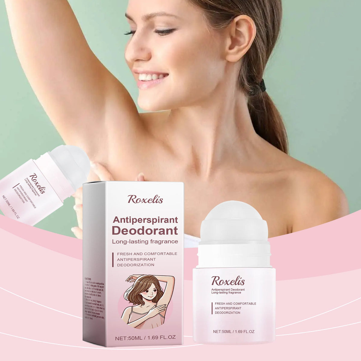 Rose Roll-On Deodorant | Long-Lasting Fresh Antiperspirant