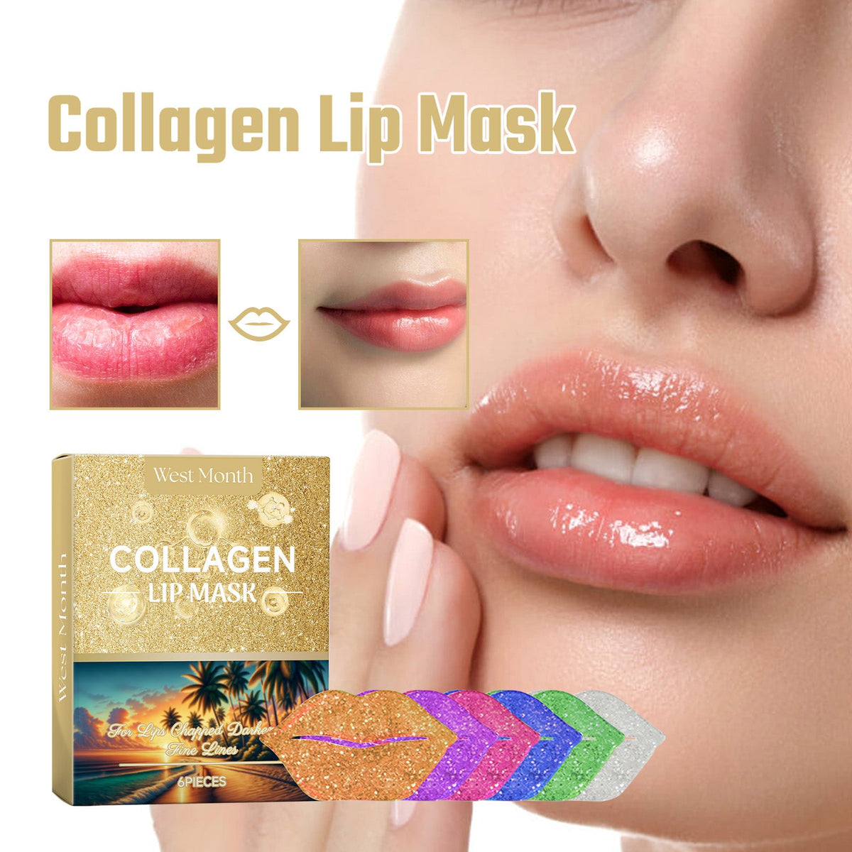 Collagen Lip Mask Set for Dry, Chapped & Peeling Lips