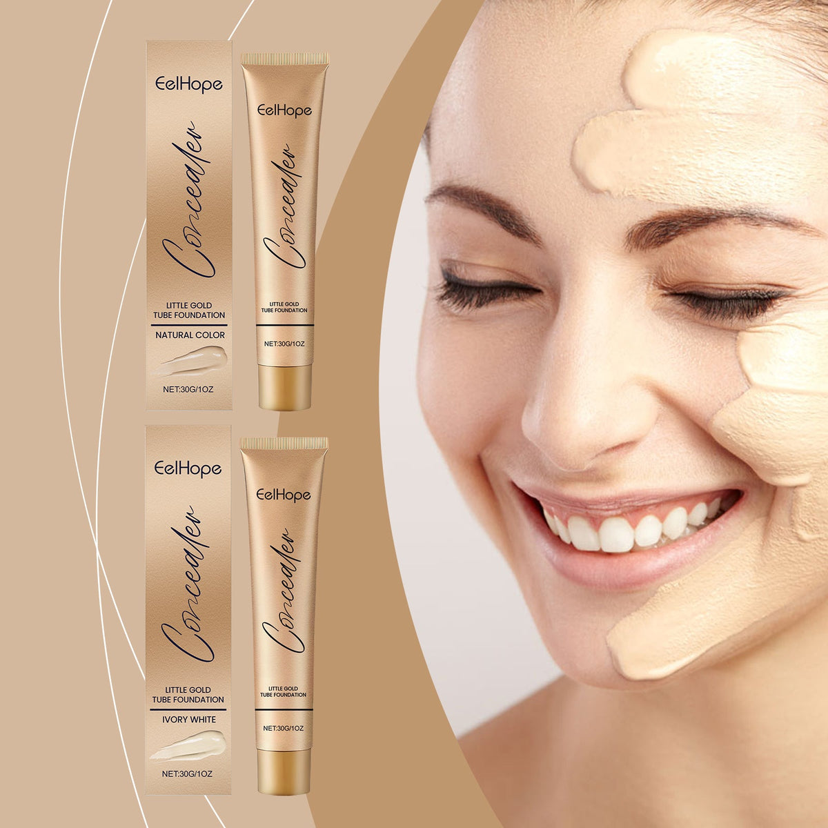 Foundation Concealer Gold Tube for Natural Coverage
