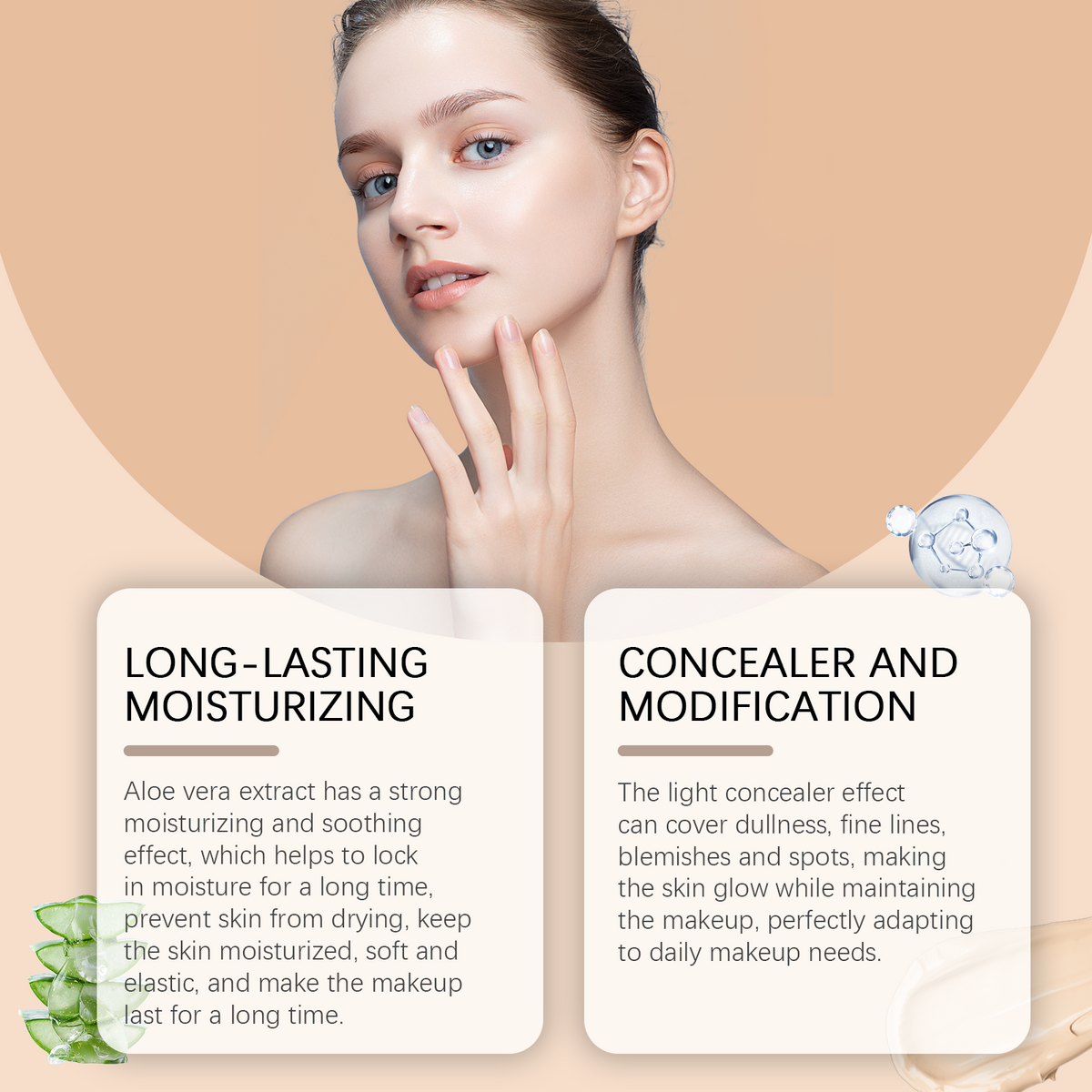 Moisturizing Concealer Foundation for Smooth Matte Skin