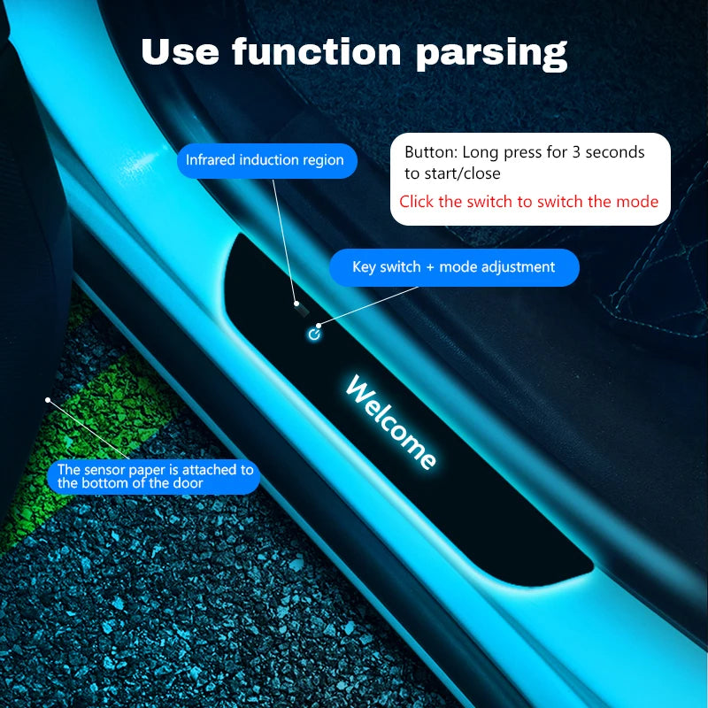 LED Door Sill Scuff Plates — Customizable RGB Neon Lighting