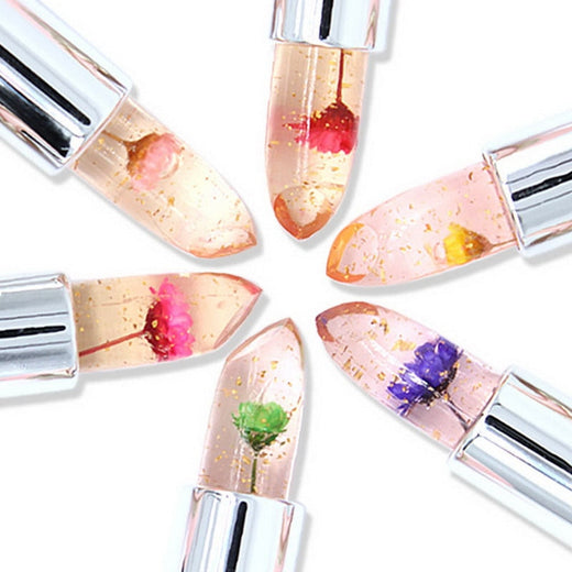 Flower Jelly Lipstick for Glossy Pink-Tinted Lips and Makeup