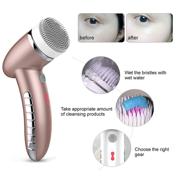 4‑in‑1 Sonic Facial Cleansing Brush — Solve Dryness, Acne