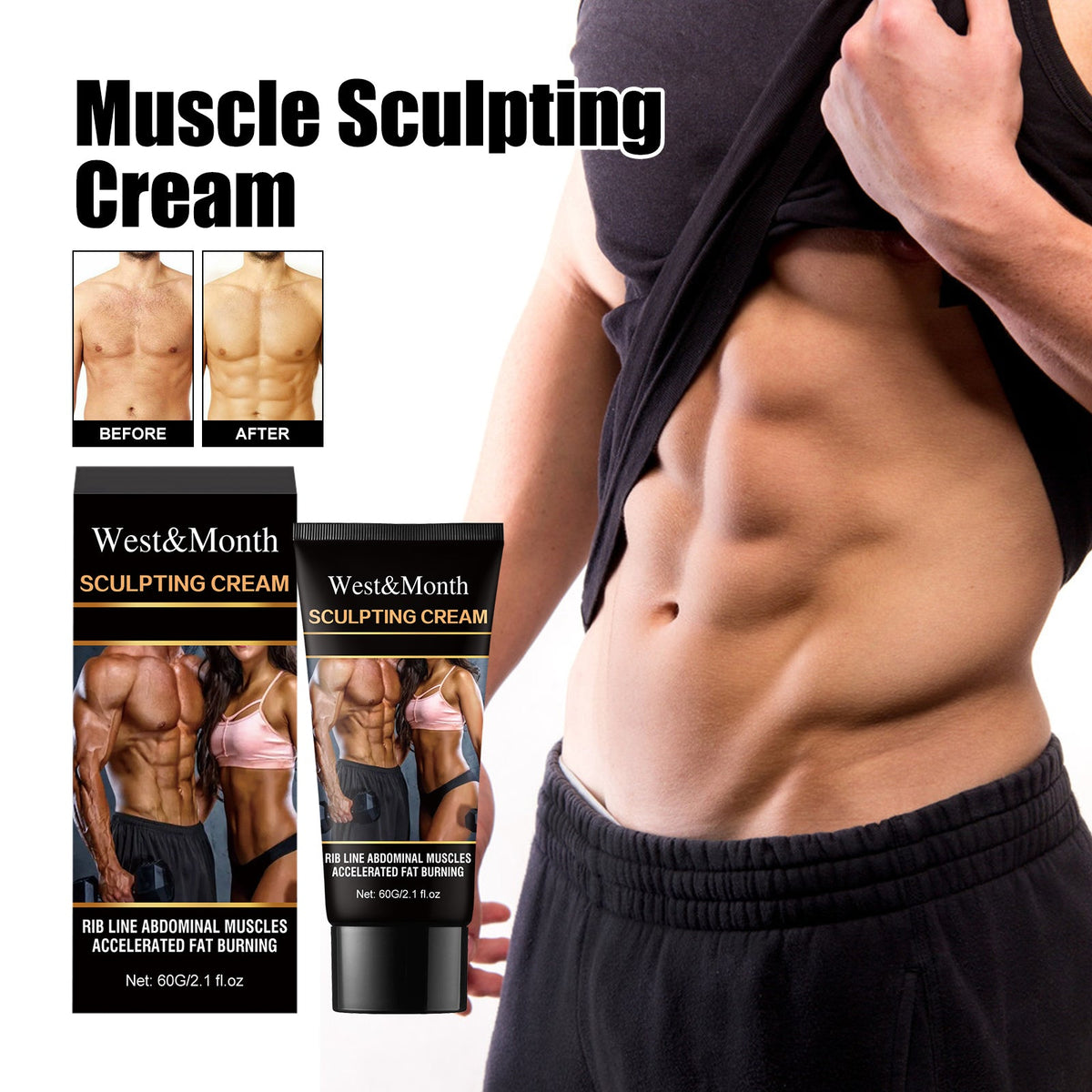 Muscle Sculpting Cream for Defined Abs & Waistline