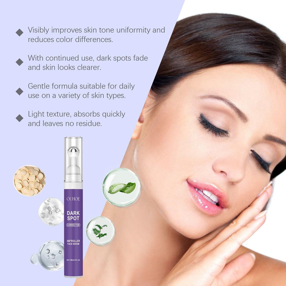 OUHOE Dark Spot Corrector Roller Serum - Fade Spots & Brighten