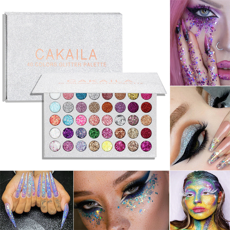 Glitter Eyeshadow Palette, 40 Color Festival Shades
