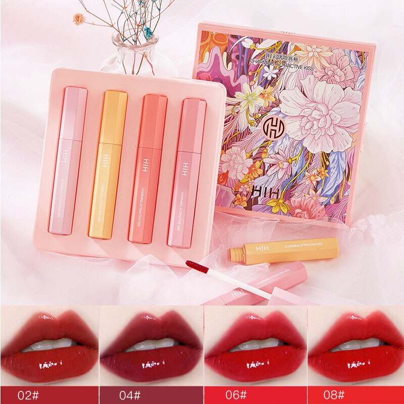Lip Gloss Set: Four Moisturizing Vivid Color Shades