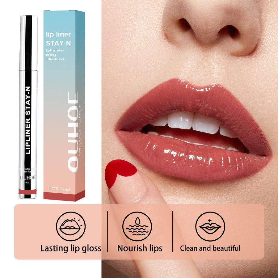 Waterproof Lip Liner Pen for Fuller-Looking Glossy Lips