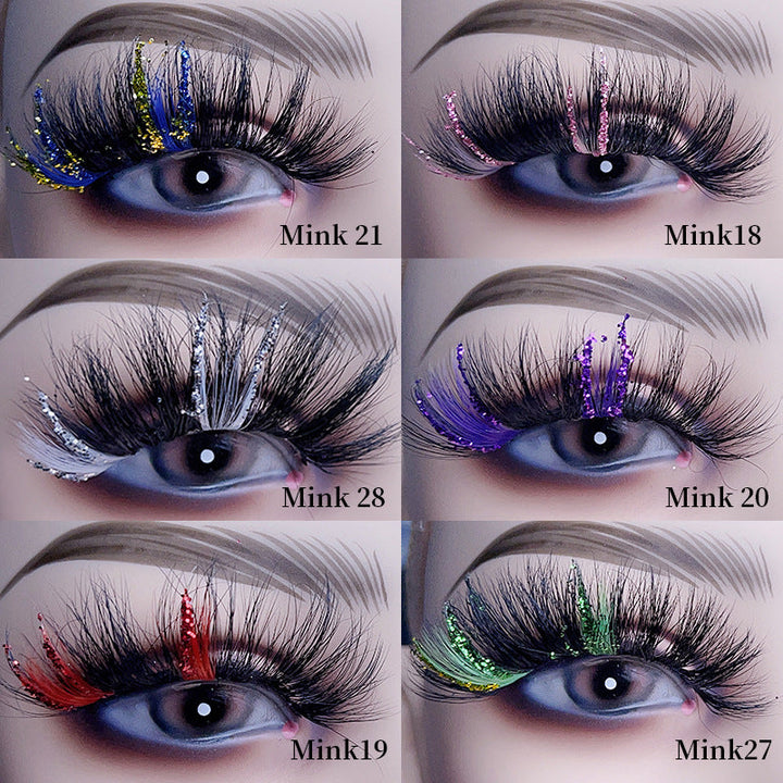 Pink Sequin Mink Lashes 25mm Dramatic Christmas Eyes