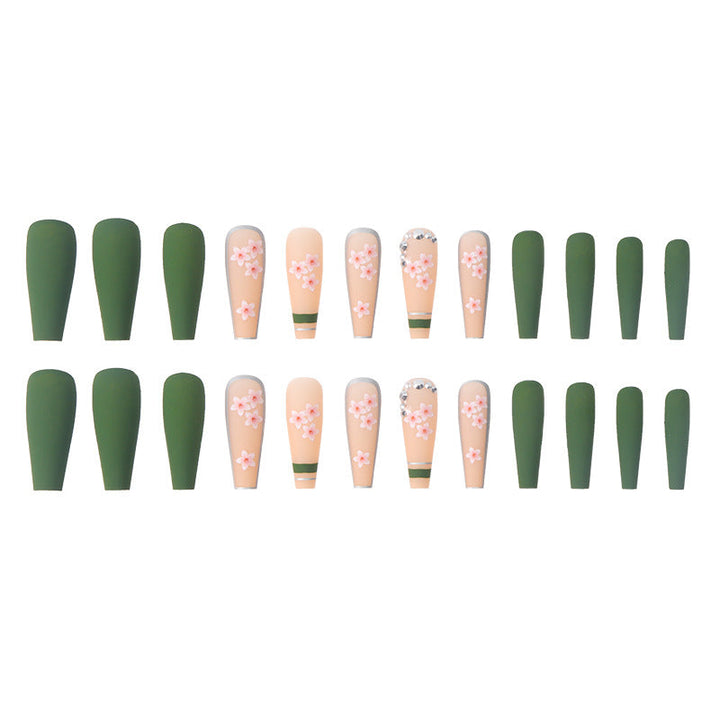 Long Ballet Press-On Nails With Spring Floral Nail Art