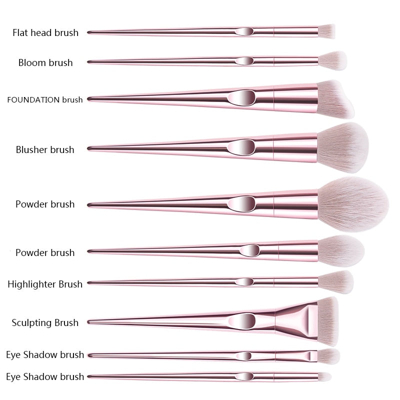 10-Piece Rose Gold Makeup Brush Set — Airbrushed Finish