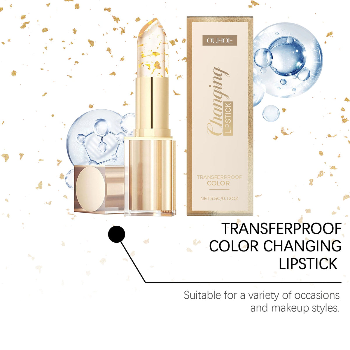 Gold Leaf Color-Changing Lip Balm, Transferproof Shade
