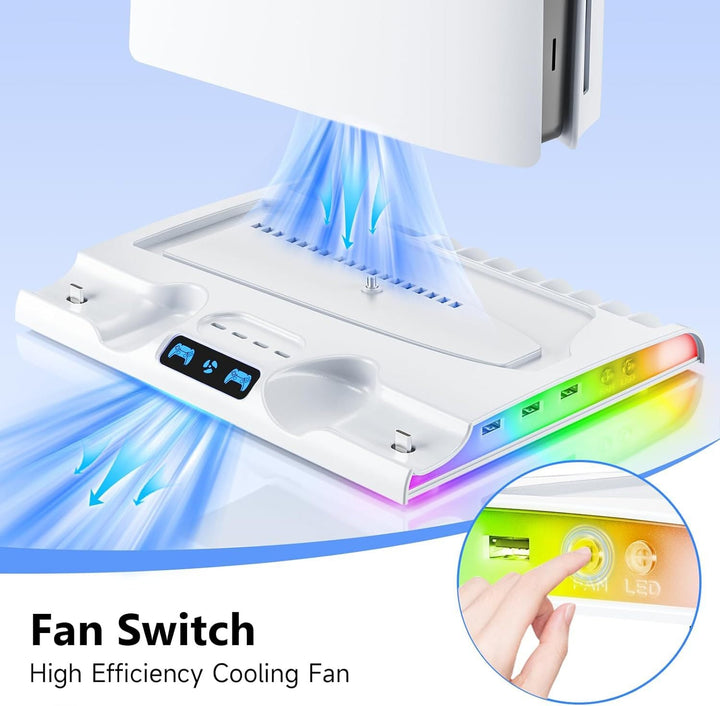 PS5 Slim Charging Dock with Cooling Fan & RGB Lighting