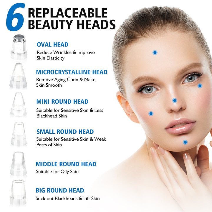 Professional Blackhead Vacuum — 6 Heads & 3 Modes