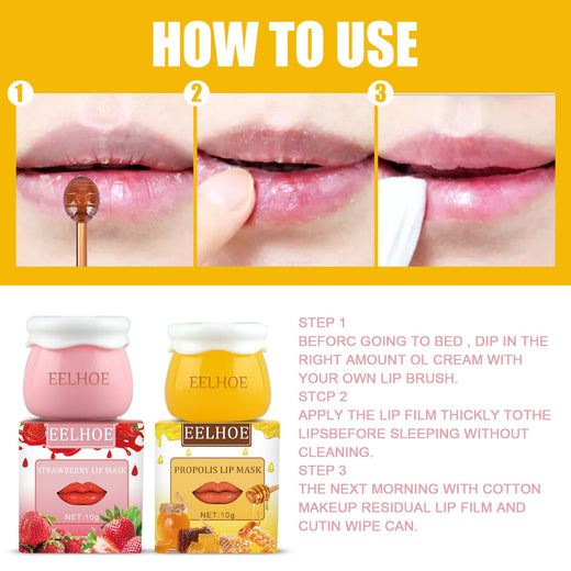 Strawberry Overnight Lip Mask With Brush for Soft Lips