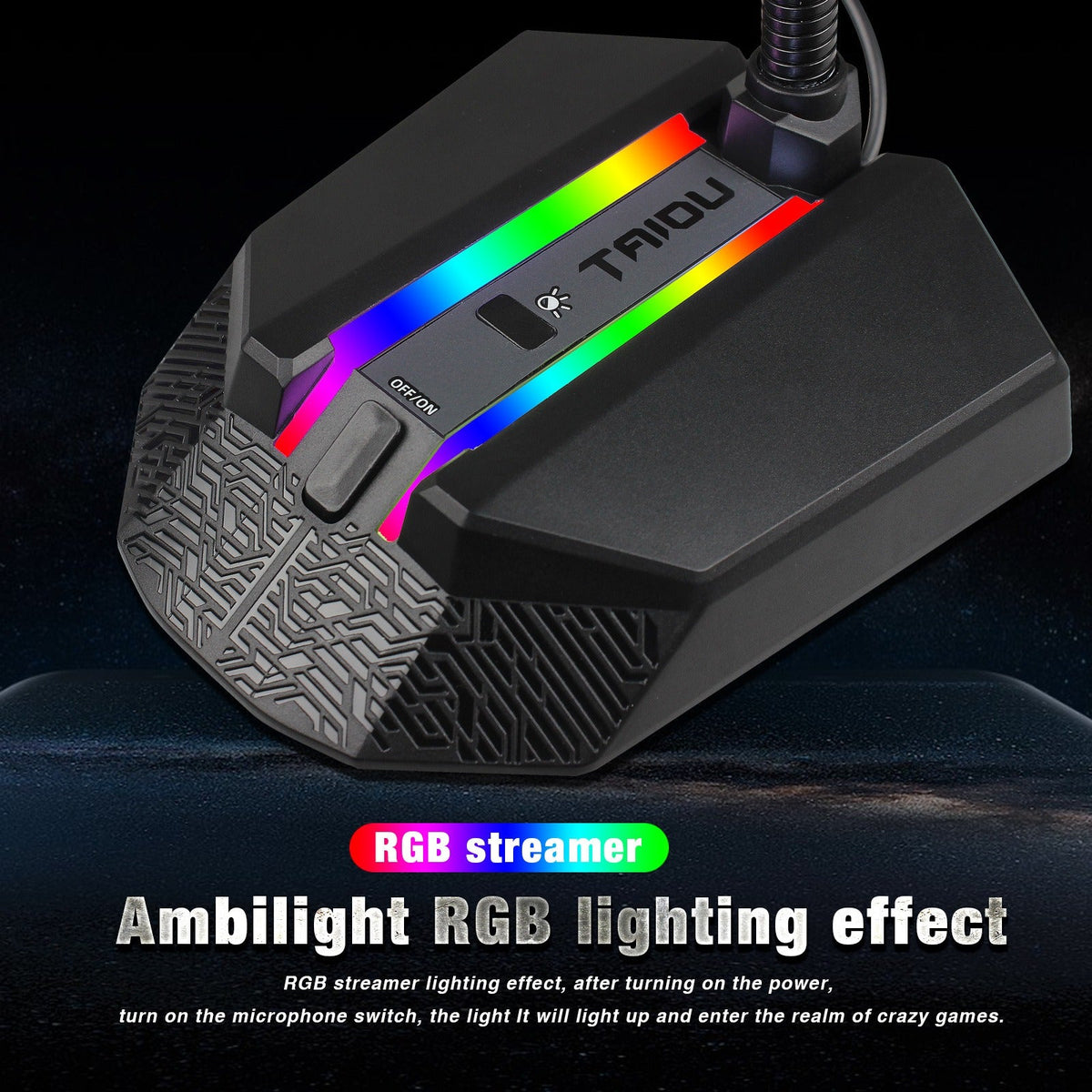 RGB Desktop Microphone — Adaptive Noise Reduction & RGB