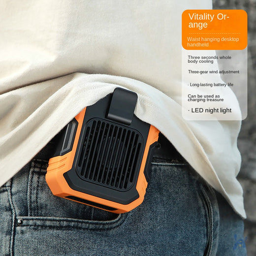 Clip-On Waist Fan — 3-Second Cooling, USB Rechargeable