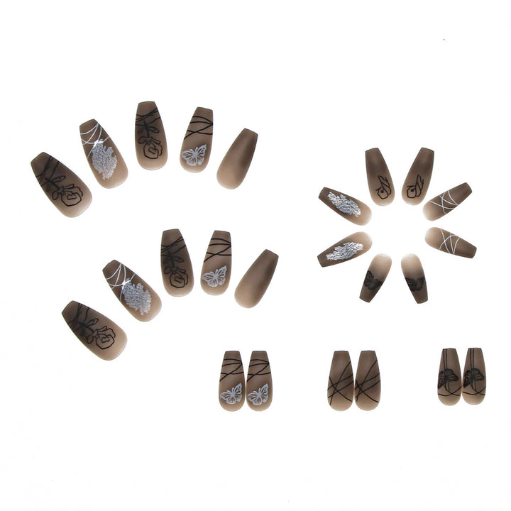 Long Press-On Nails for Dramatic Butterfly Nail Art