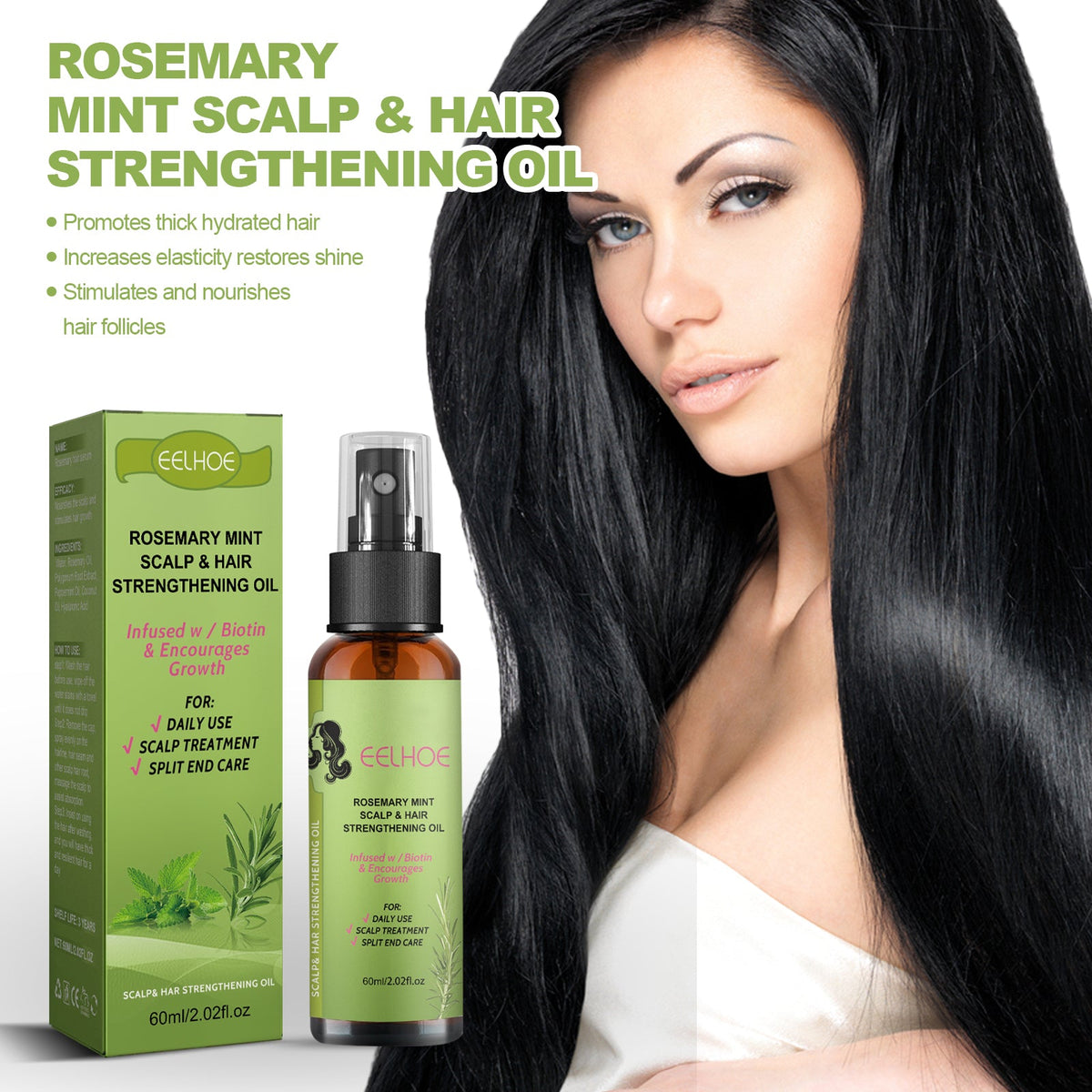 Rosemary Hair Oil Spray for Hydrated Roots and Shine