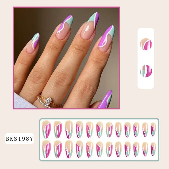 Almond Press-On Nails – Hand-Painted Salon Art in Seconds