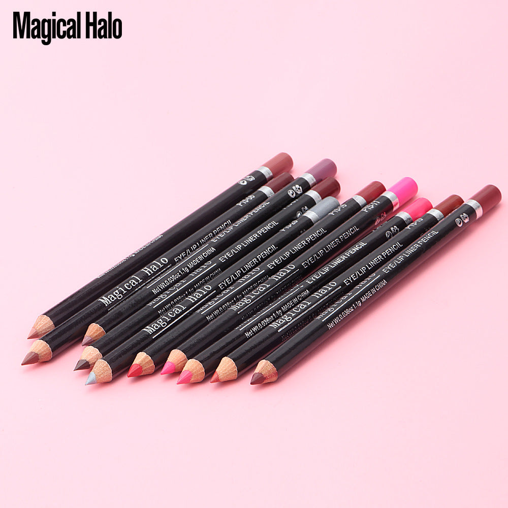 Waterproof Lip Liner & Eyeliner 10-Color Pencil Set
