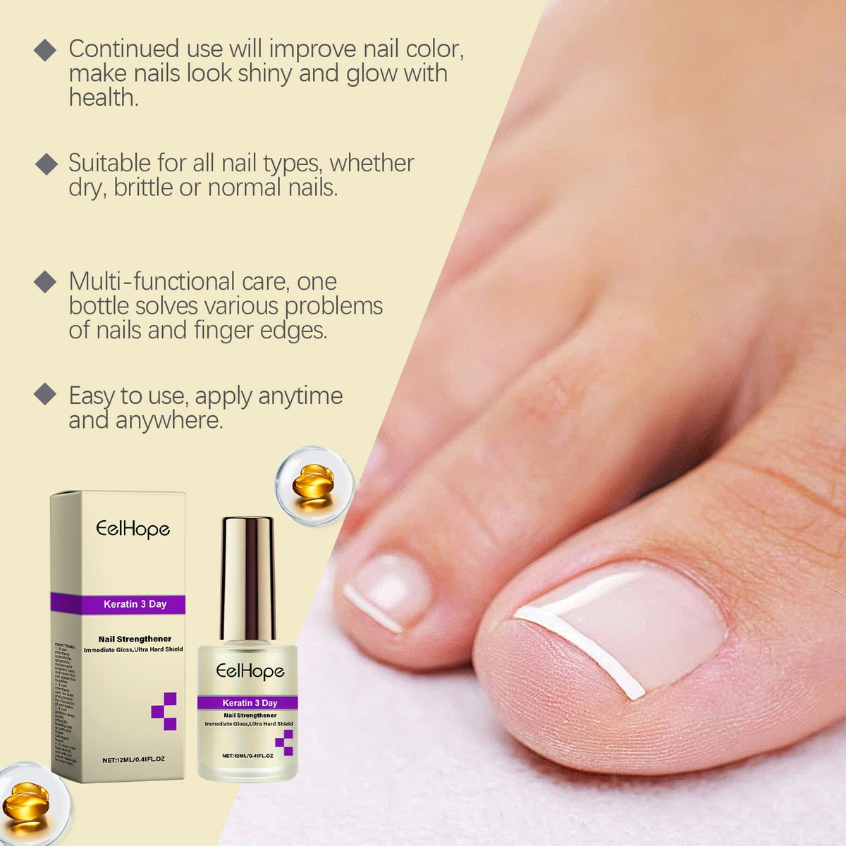 Keratin Nail Serum for Instant Gloss & Strength in 3 Days
