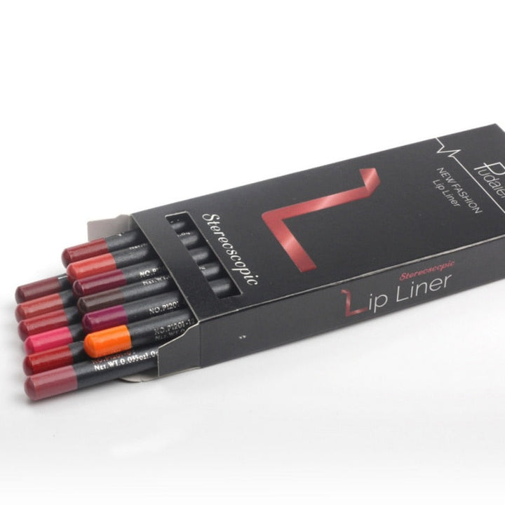 12-Color Matte Lip Liner Set for Defined Fuller-Looking Lips