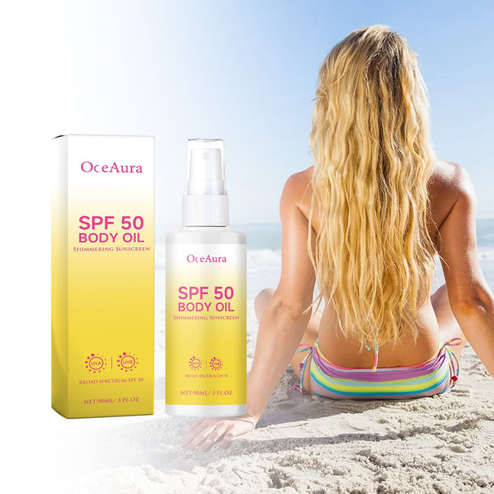 Shimmer Body Oil SPF 50 Sunscreen with Water Lock
