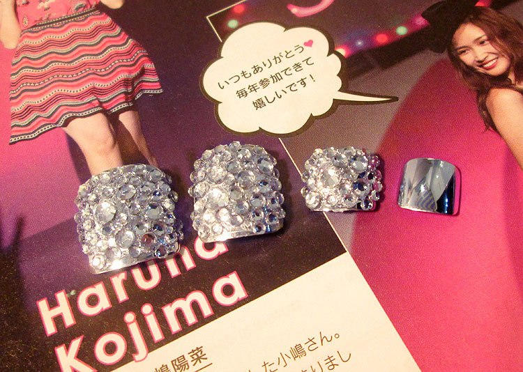 Luxury Rhinestone Toe Nails — 24-Piece Metallic Silver Set