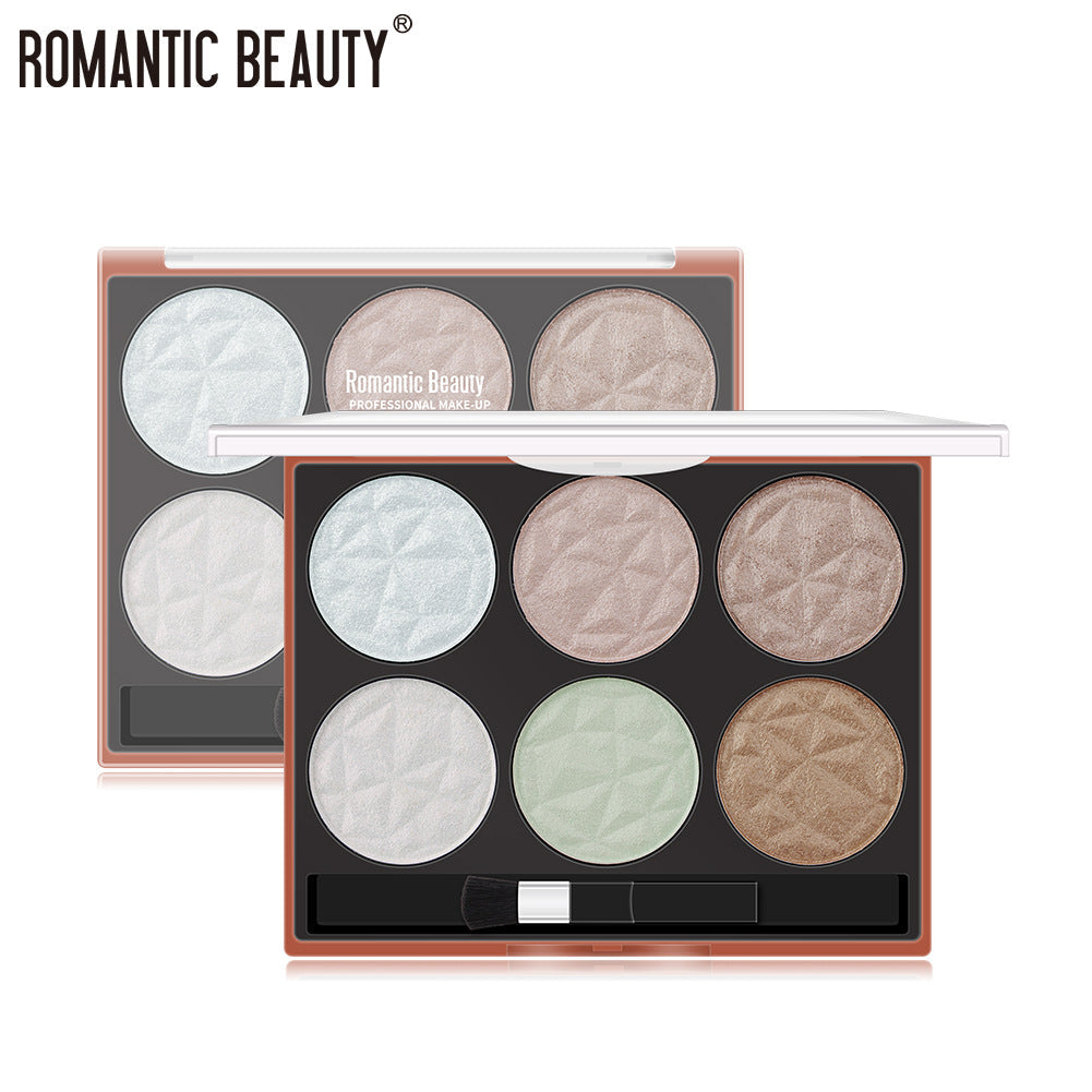 6-Color Pearl Highlighter Palette for Luminous Glow