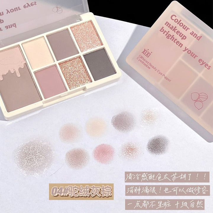 7-Color Eyeshadow Palette for Rosy Glitter Eye Looks