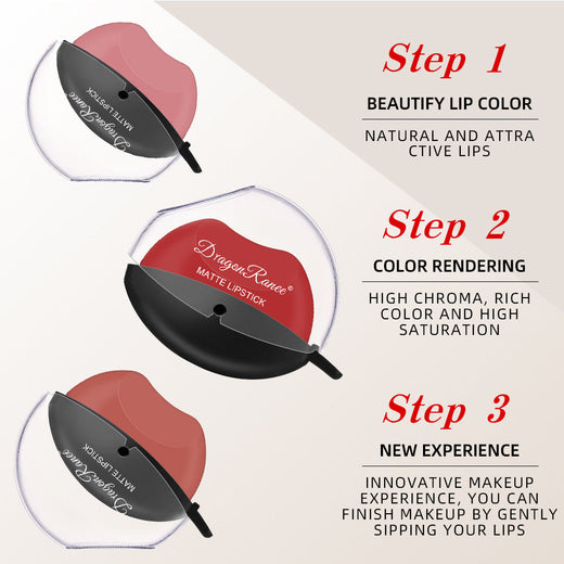 Lip-Shaped Matte Lipstick for High-Chroma Rich Color