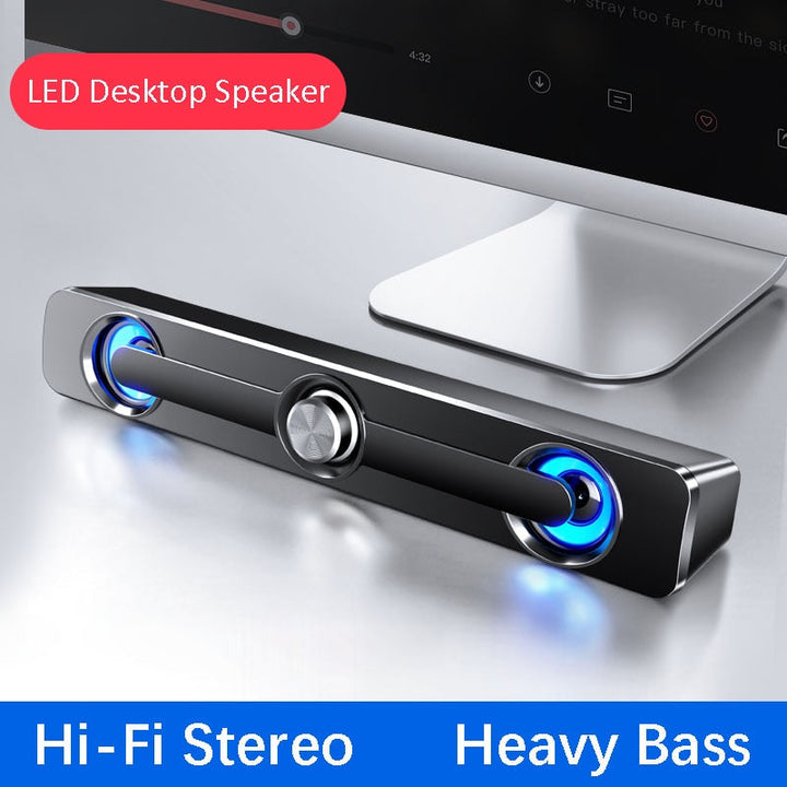 USB Powered Speaker Bar — Hi‑Fi Stereo Sound with Deep Bass